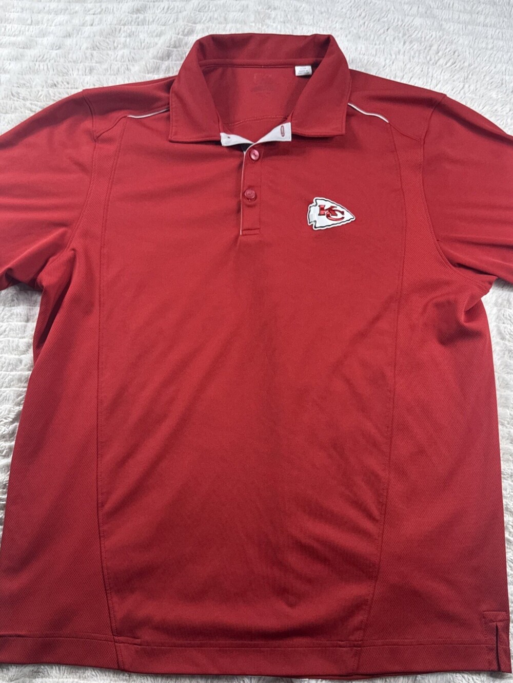 Kansas City Chiefs Cutter & Buck Polo Shirt L Red Logo Golf Performance NFL EUC